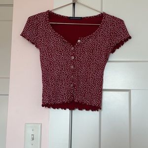 Brandy Melville Red and White Floral Top